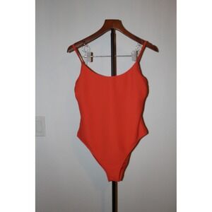 Billabong Women's Orange Ribbed High Leg One Piece Swimsuit Adjustable Straps M